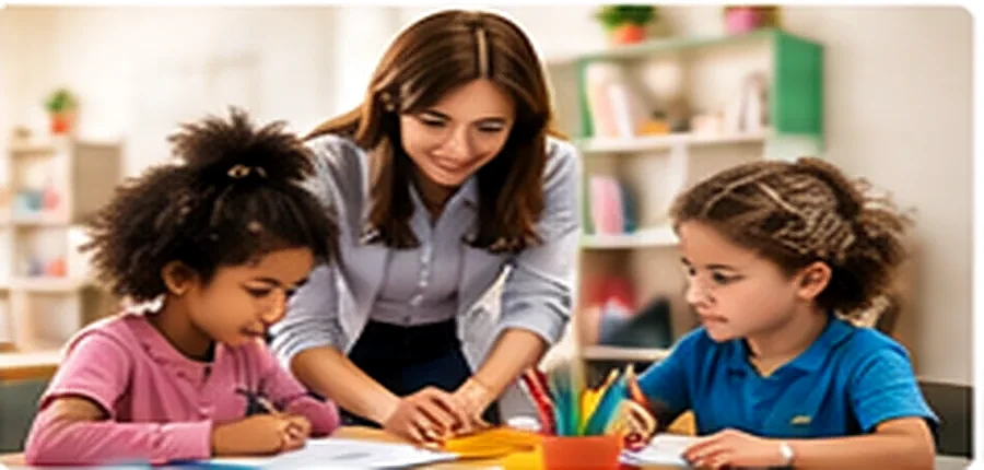 Profissionais de Pedagogia durante atividade de formação
